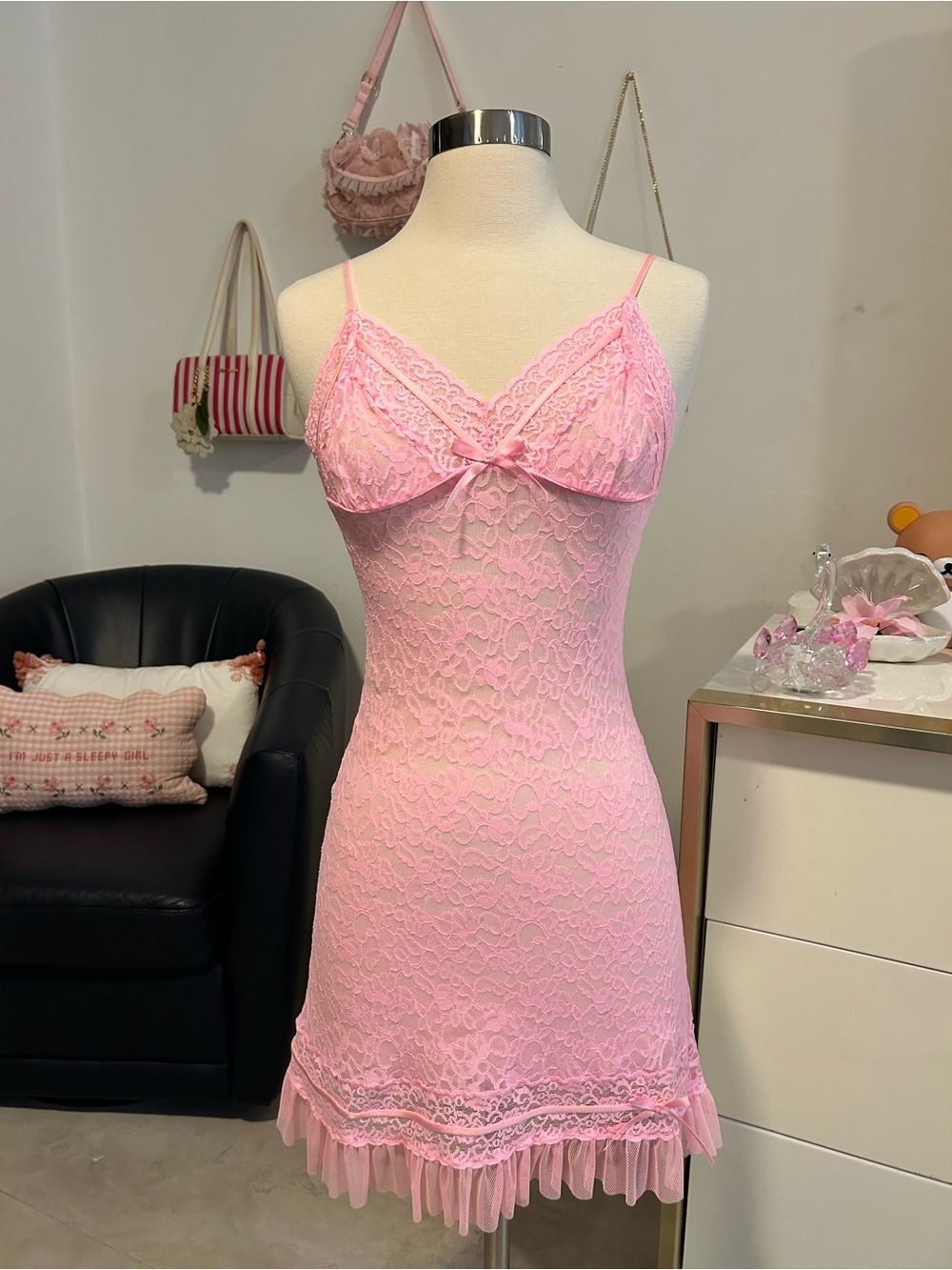 Victorias Secret Vintage Y2K Pink Lace Slip Dress Nightgown - Women's Intimates
